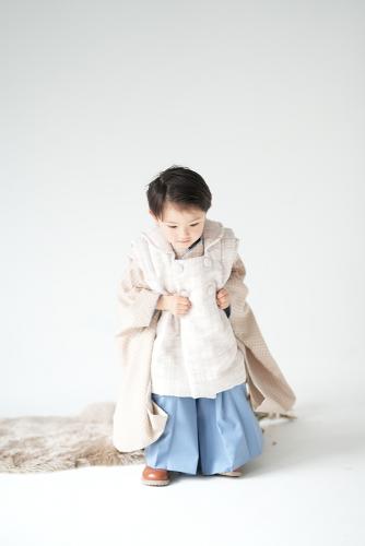 七五三　３歳　男の子着物（ベージュ）
