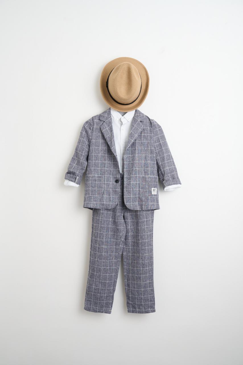 グレーチェックセットアップスーツ（１１６cm）