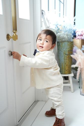 オフホワイトコーデュロイセットアップ８０cm